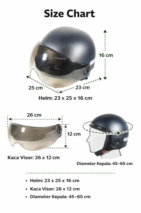 Gambar produk SPORT BIBU Helm Sepeda Skuter Motor Retro Vintage Half Face With Visor - U20