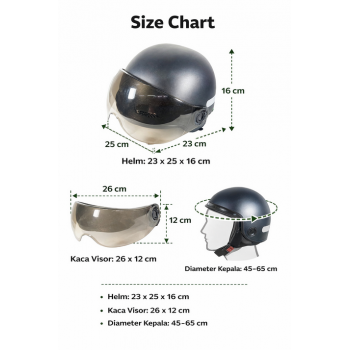 Gambar produk SPORT BIBU Helm Sepeda Skuter Motor Retro Vintage Half Face With Visor - U20