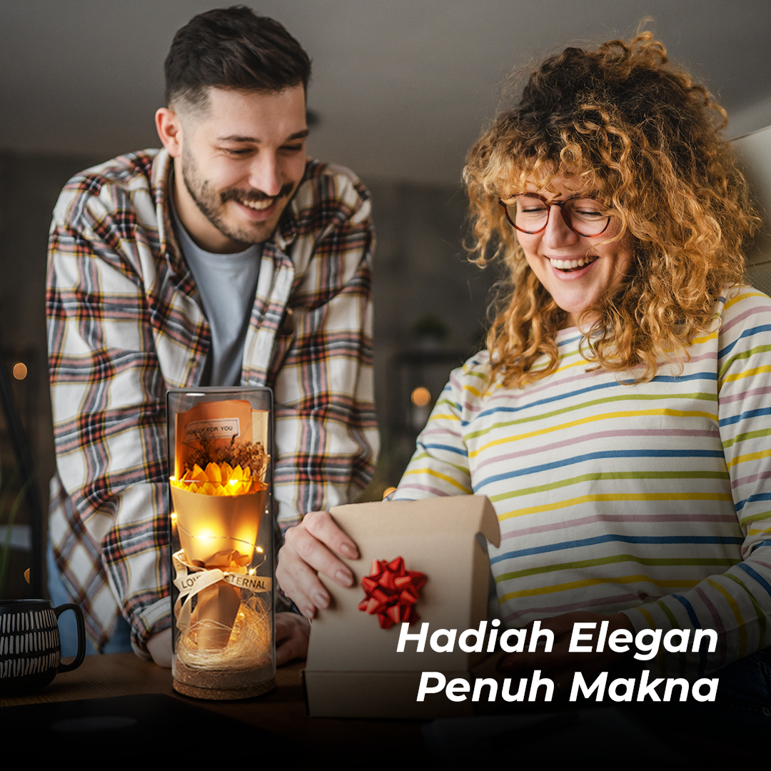 AINYROS Lampu Bunga Dekorasi LED Eternal Flower Dome Glass Cover Sunflower - AN2185 Gambar produk AINYROS Lampu Bunga Dekorasi LED Eternal Flower Dome Glass Cover Sunflower - AN2185