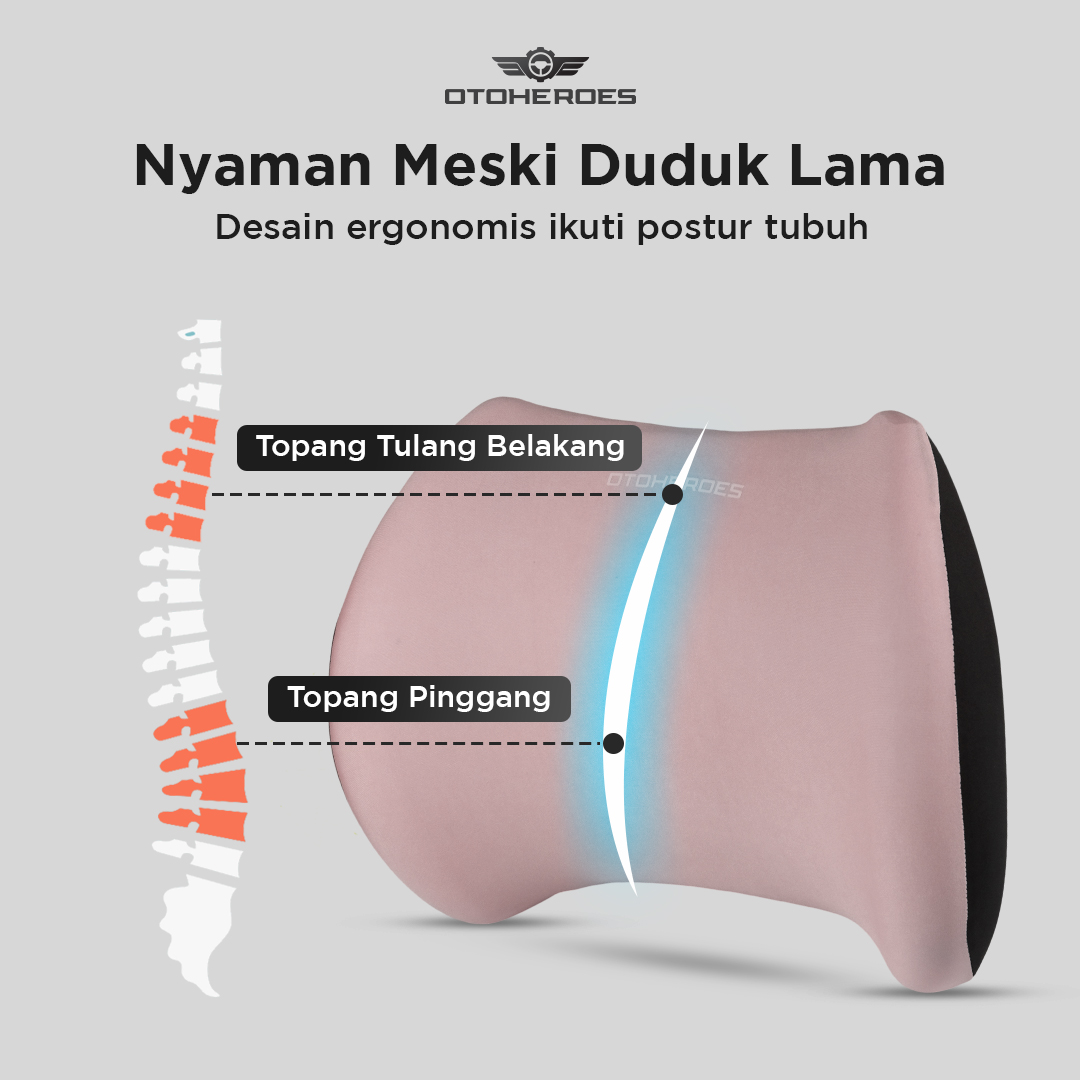 OTOHEROES Bantal Punggung Jok Mobil Memory Foam Lumbar Support - AW-40 Gambar produk OTOHEROES Bantal Punggung Jok Mobil Memory Foam Lumbar Support - AW-40