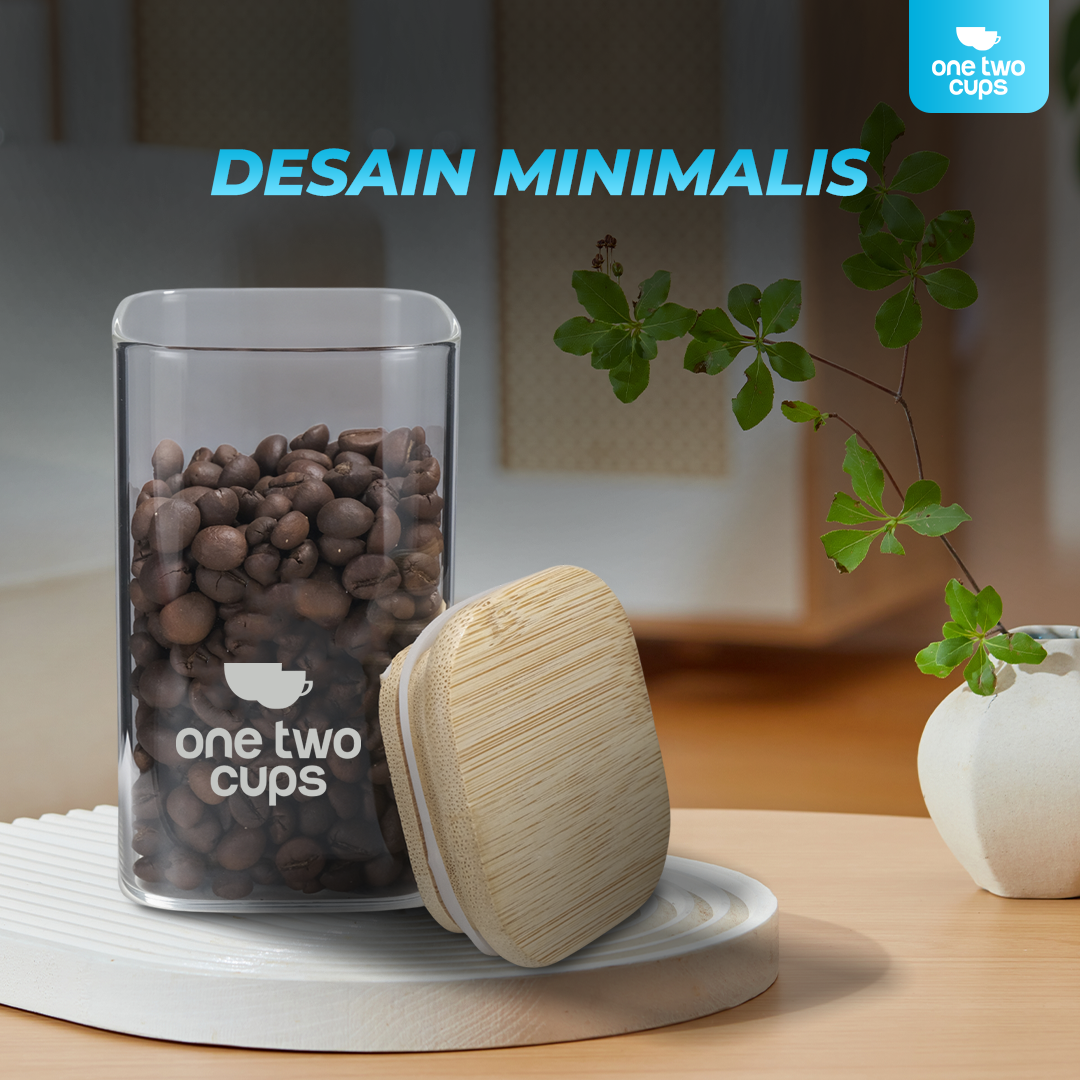 One Two Cups Toples Kaca Penyimpanan Makanan Kedap Udara Storage Jar 300ml - HC1019 Gambar produk One Two Cups Toples Kaca Penyimpanan Makanan Kedap Udara Storage Jar 300ml - HC1019