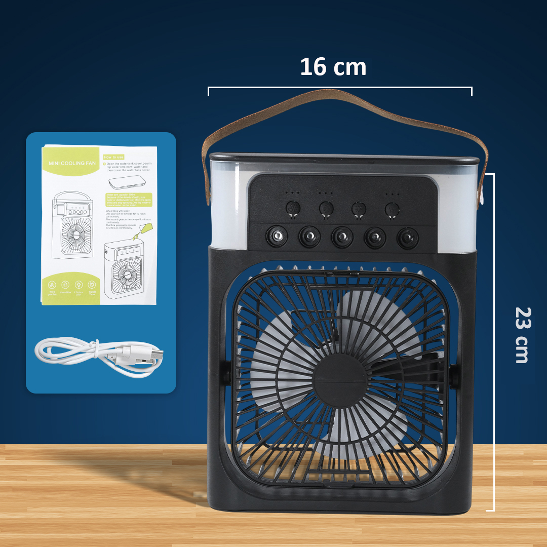 Mabron Air Cooler Mini Fan AC 3 Speed Kipas Penyejuk Ruangan 600ml - MB-60 Gambar produk Mabron Air Cooler Mini Fan AC 3 Speed Kipas Penyejuk Ruangan 600ml - MB-60