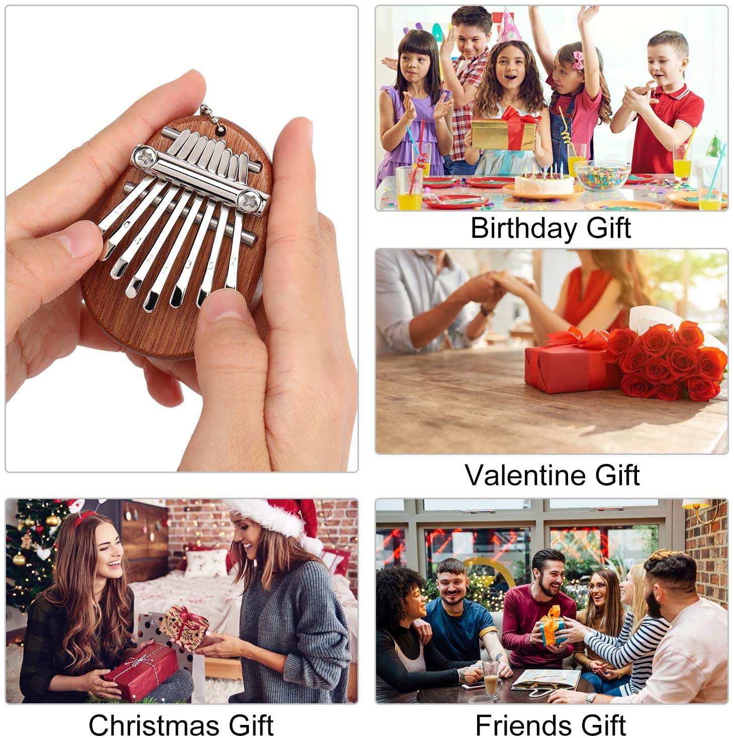 Gambar produk LUMINA Kalimba Mini Thumb Piano Musical Toys 8 Note Sound Solid Wood Heart - LM-4587