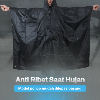 Gambar produk YOWER Jas Hujan Ponco Anti Rembes 3in1 Polyester Waterproof Raincoat - Y03