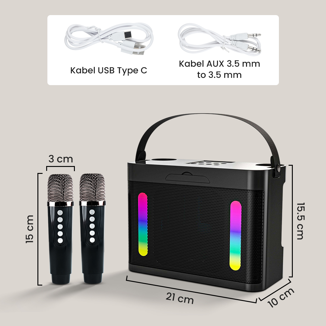 XINJIA Speaker Bluetooth Karaoke Portable RGB with 2 Microphone 10W - WJ-A927 Gambar produk XINJIA Speaker Bluetooth Karaoke Portable RGB with 2 Microphone 10W - WJ-A927