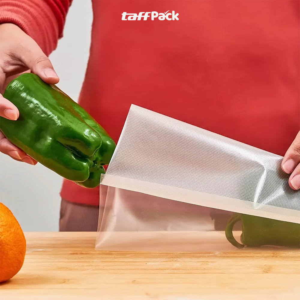 TaffPACK Plastik Vacuum Makanan Sealer Biodegradable BPA Free 1 Roll 28x500cm - HK-07 Gambar produk TaffPACK Plastik Vacuum Makanan Sealer Biodegradable BPA Free 1 Roll 28x500cm - HK-07