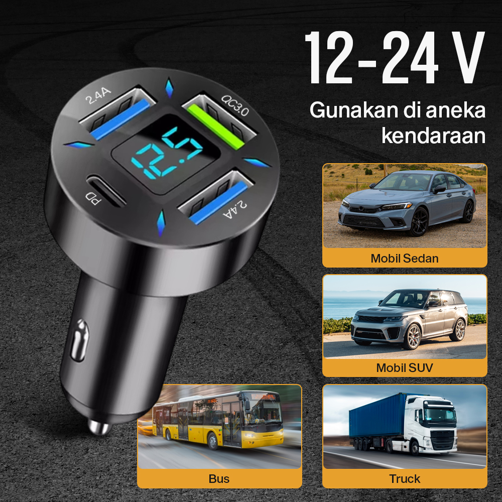 Iriisy Car Charger Mobil Fast Charging PD QC 3.0 USB Type C Port 54W - PD20W Gambar produk Iriisy Car Charger Mobil Fast Charging PD QC 3.0 USB Type C Port 54W - PD20W