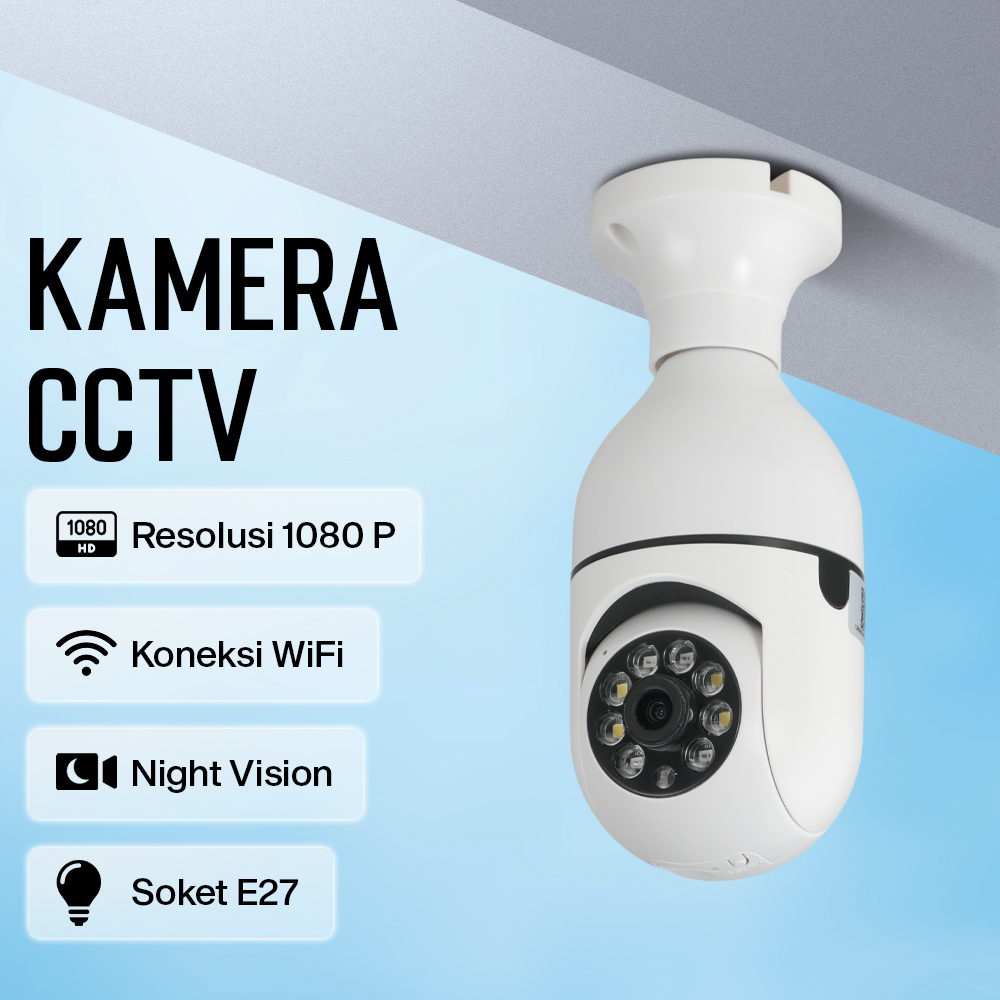 Kamera CCTV Indoor Bohlam WiFi IP Camera IR Detection E27 1080P 2MP - YS-2303 Gambar produk Kamera CCTV Indoor Bohlam WiFi IP Camera IR Detection E27 1080P 2MP - YS-2303