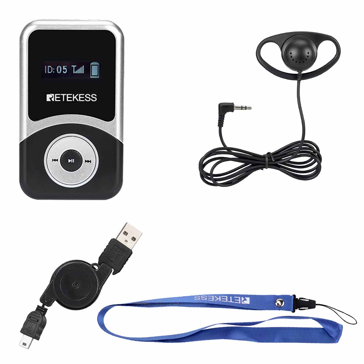 RETEKESS Audio Tour Guide Wireless Receiver 900mAh with Earphone - T131S Gambar produk RETEKESS Audio Tour Guide Wireless Receiver 900mAh with Earphone - T131S