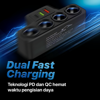Gambar produk ADOREHER Car Charger Mobil PD QC Cigarette Type C Dual USB Port 120W - D-25