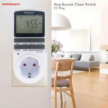 Gambar produk Taffware Stop Kontak Timer Switch Digital 10 Program EU Plug 16A 230V - KWE-TM02-EU