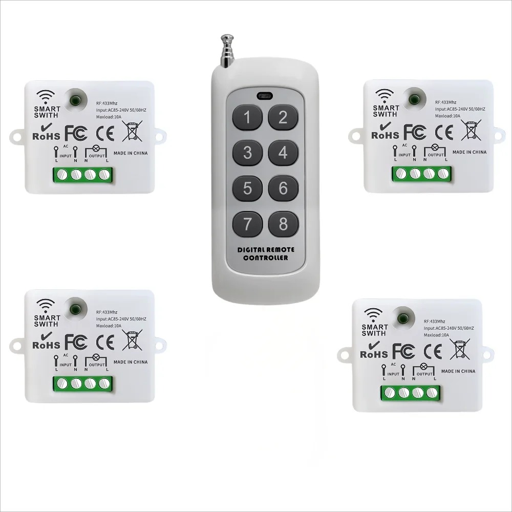 YULO Wireless Relay Switch Remote Control 433 MHz EV1527 220V 10A - YL-44 Gambar produk YULO Wireless Relay Switch Remote Control 433 MHz EV1527 220V 10A - YL-44