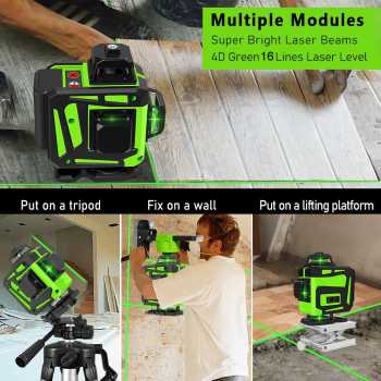 Gambar produk Clubiona Laser Level Self Leveling 4D 360 Degree 16 Line 520nm 2400mAh - CB-416