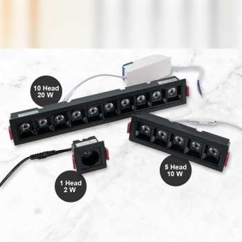 Gambar produk SHENGDAO Lampu Sorot LED Plafon Spot Downlight Grille Warm White 3000K 10 Head 20W - SD-10W