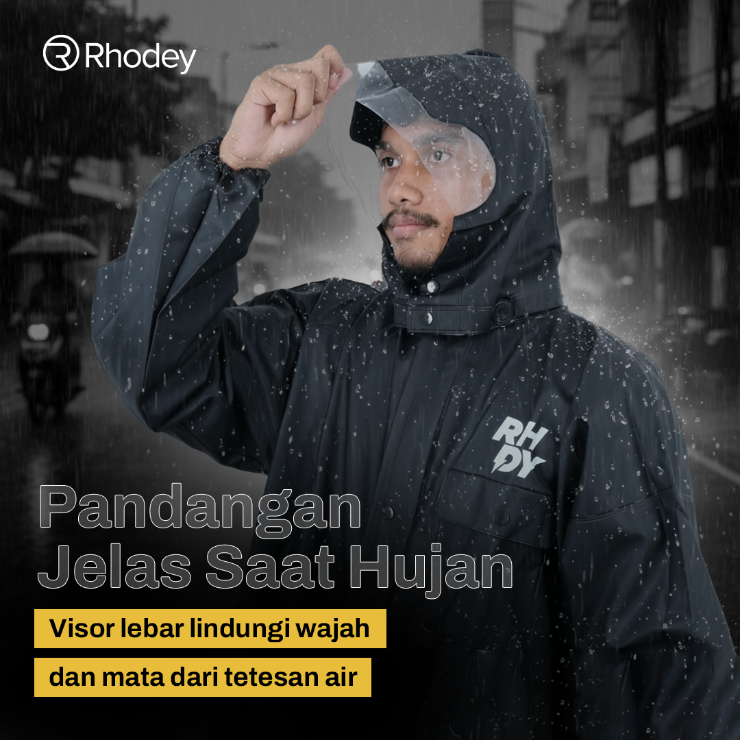 Rhodey Jas Hujan Setelan Motor Dewasa Visor PVC Waterproof Raincoat L - RD-120 Gambar produk Rhodey Jas Hujan Setelan Motor Dewasa Visor PVC Waterproof Raincoat L - RD-120