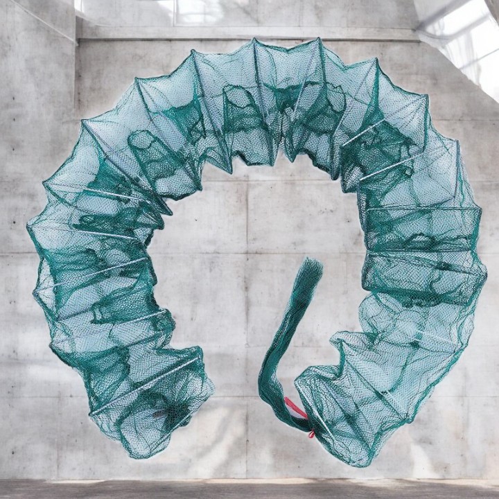 GS Jaring Ikan Kepiting Udang Foldable Double Knot Fishing Net Bait 3M 12 Doors - JOA83Q Gambar produk GS Jaring Ikan Kepiting Udang Foldable Double Knot Fishing Net Bait 3M 12 Doors - JOA83Q