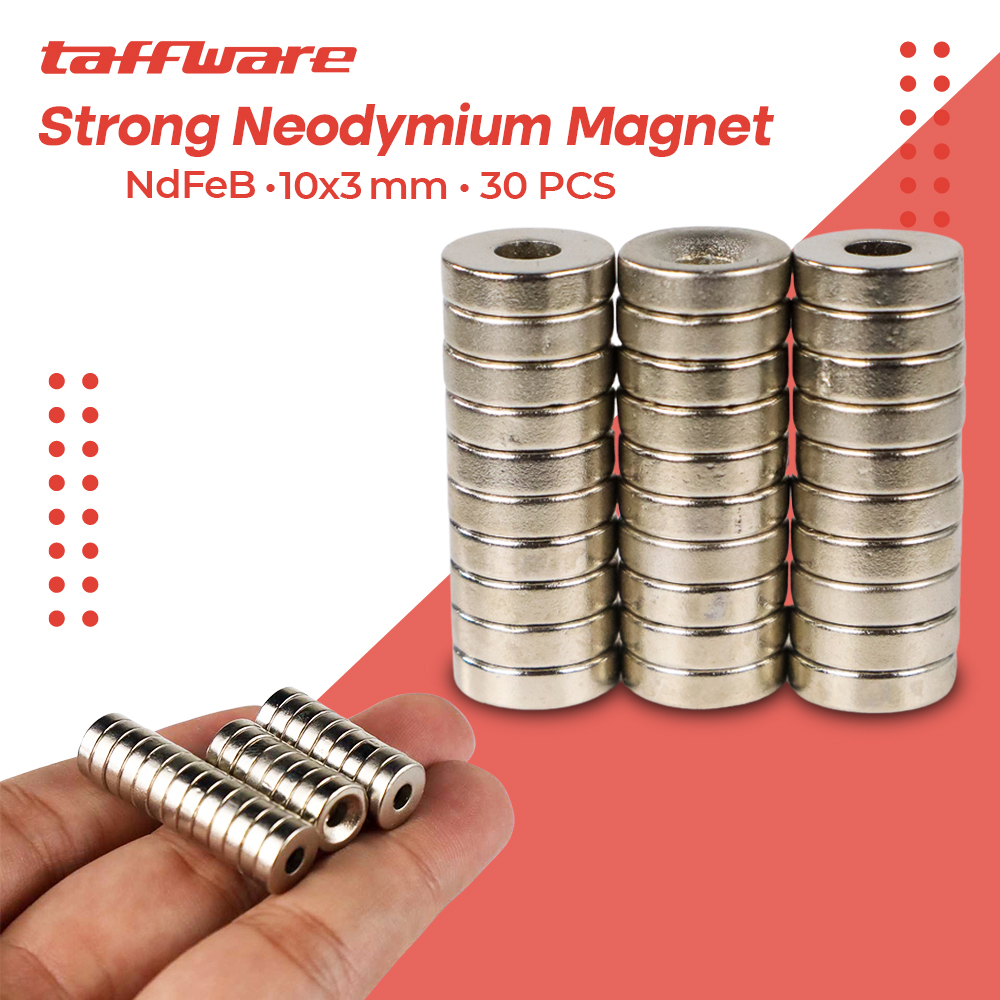 Taffware Strong Neodymium Magnet NdFeB N25 10x3mm 30 PCS - D21 Gambar produk Taffware Strong Neodymium Magnet NdFeB N25 10x3mm 30 PCS - D21