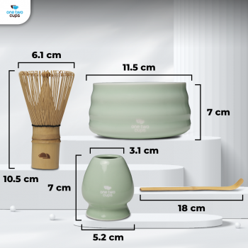Gambar produk One Two Cups Matcha Set Kit Chawan Chasen Stand Chashaku 4 PCS - NA-1451