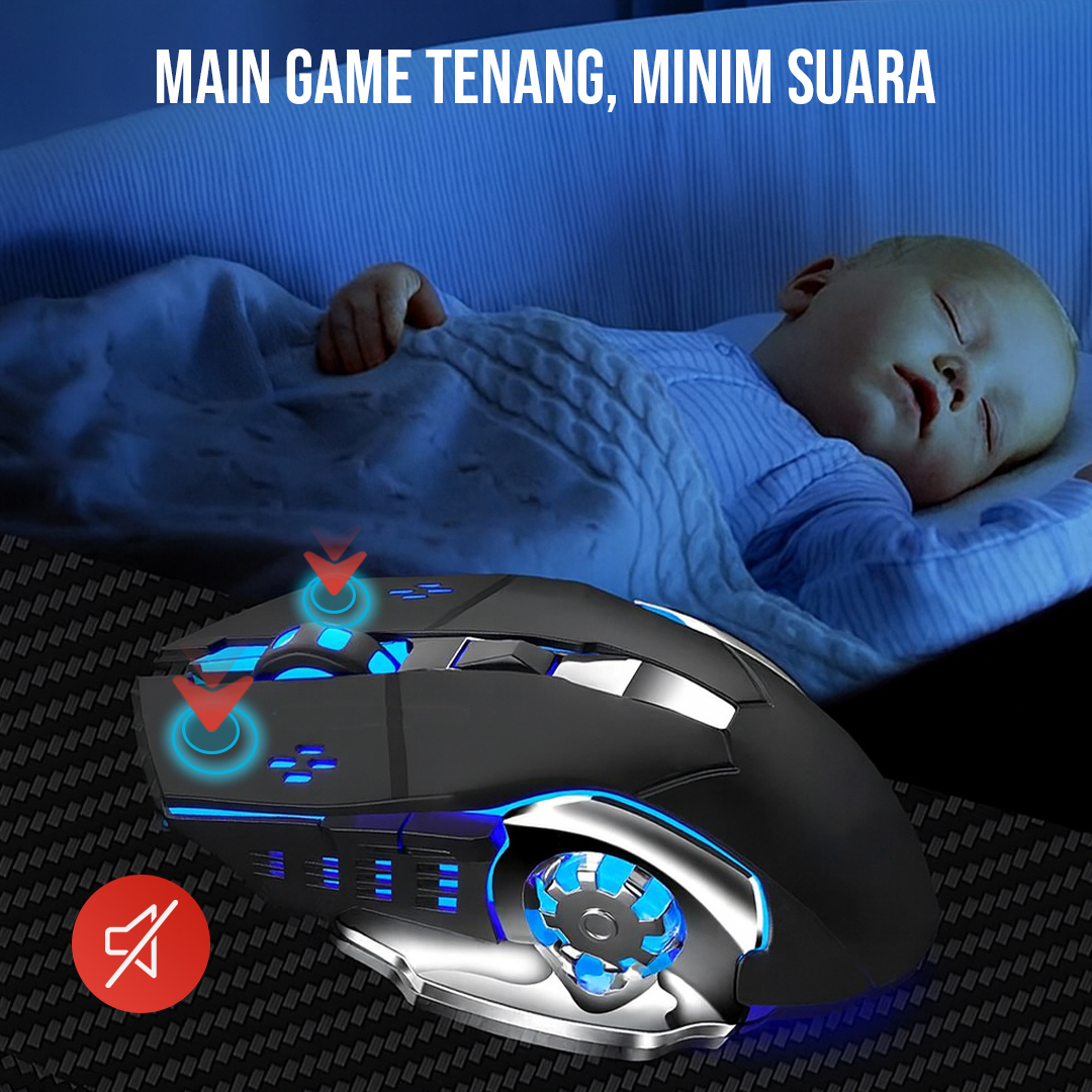 T-WOLF Mouse Gaming Wireless Bluetooth Optical 2.4GHz Silent 1600DPI - Q13 Gambar produk T-WOLF Mouse Gaming Wireless Bluetooth Optical 2.4GHz Silent 1600DPI - Q13