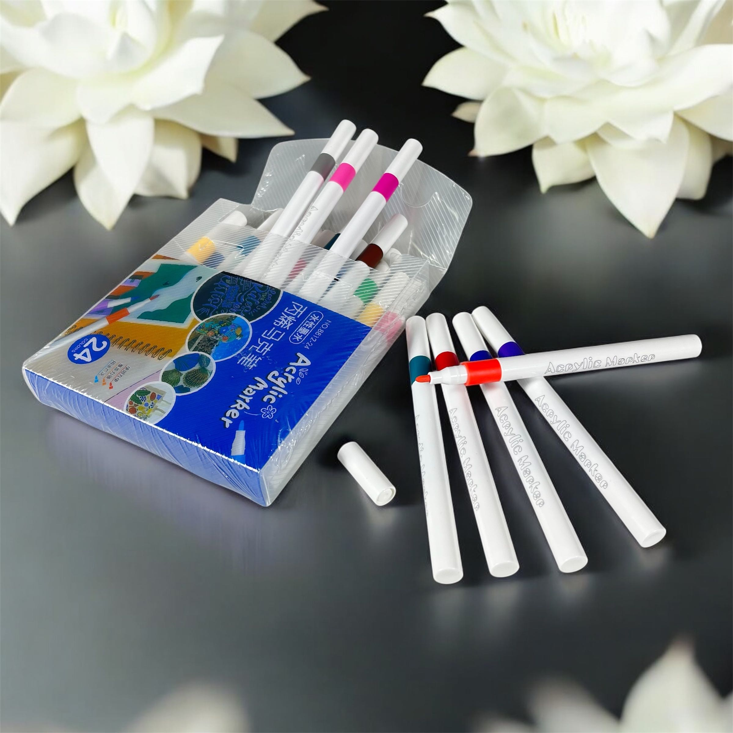 Gambar produk HUNJHYC Spidol Warna Anak Acrylic Marker Fine Tip Quick Dry Waterproof 24 Warna - 8812