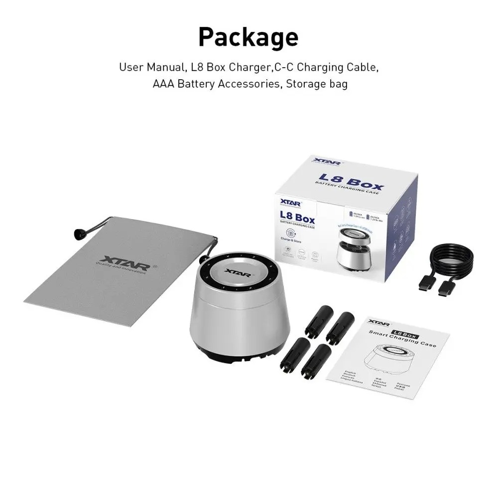 Gambar produk XTAR Charger Baterai 8 Slot AA AAA 1.5V Li-Ion 1.2V Ni-MH LED Type C - L8