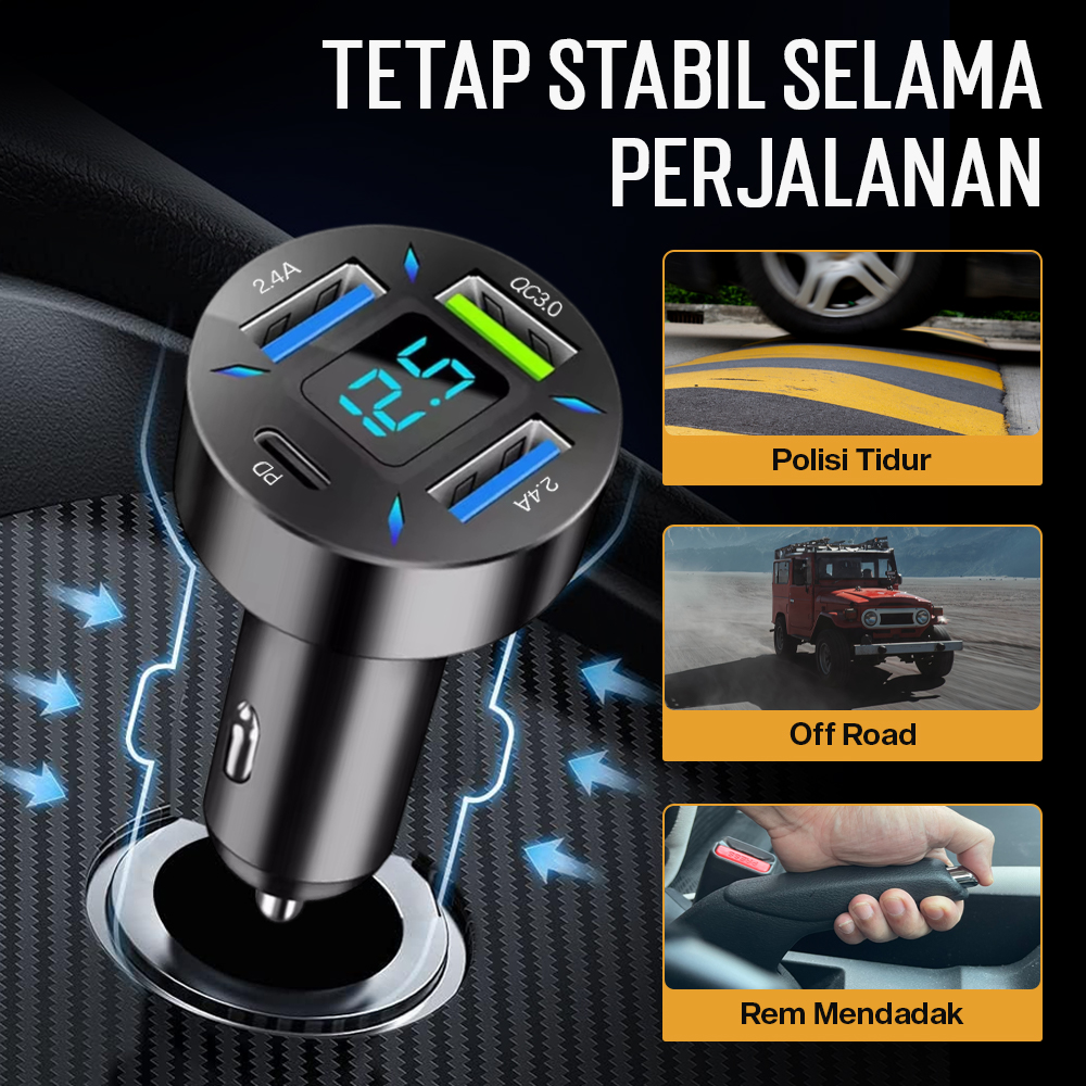 Iriisy Car Charger Mobil Fast Charging PD QC 3.0 USB Type C Port 54W - PD20W Gambar produk Iriisy Car Charger Mobil Fast Charging PD QC 3.0 USB Type C Port 54W - PD20W