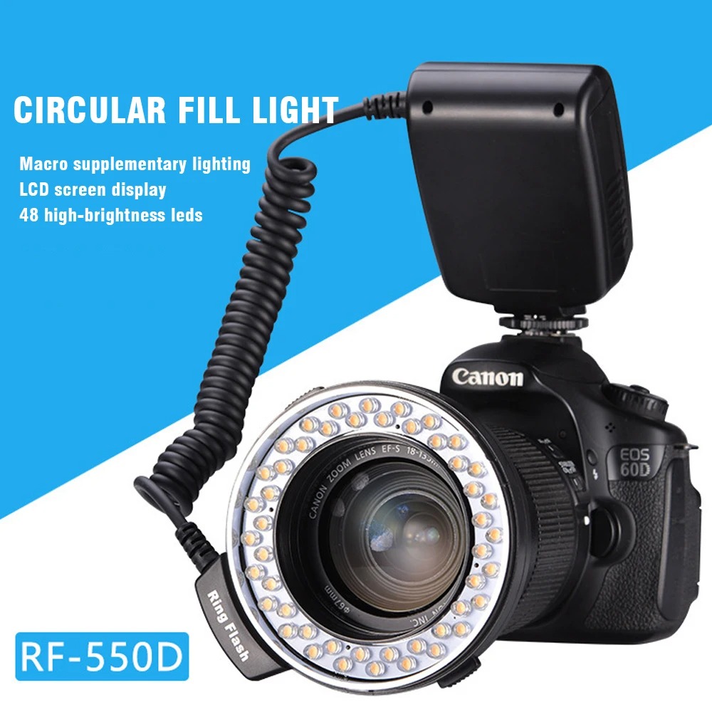 CAMOLO Macro Ring Flash LED 3in1 Color 1500-3000K for DSLR Camera - RF-550D Gambar produk CAMOLO Macro Ring Flash LED 3in1 Color 1500-3000K for DSLR Camera - RF-550D