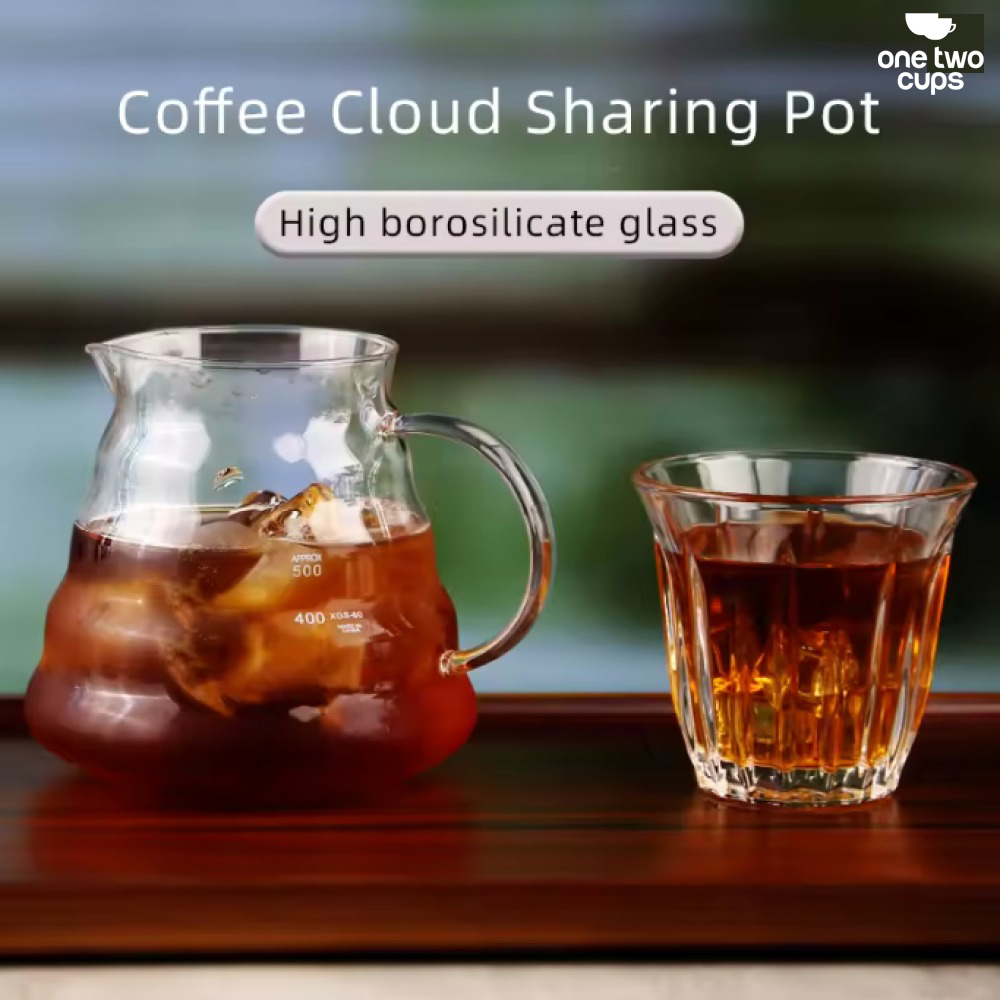 One Two Cups Teko Kopi Coffee Server V60 Drip Pour Over Borosilicate 800ml - XGS-36/60/80 Gambar produk One Two Cups Teko Kopi Coffee Server V60 Drip Pour Over Borosilicate 800ml - XGS-36/60/80