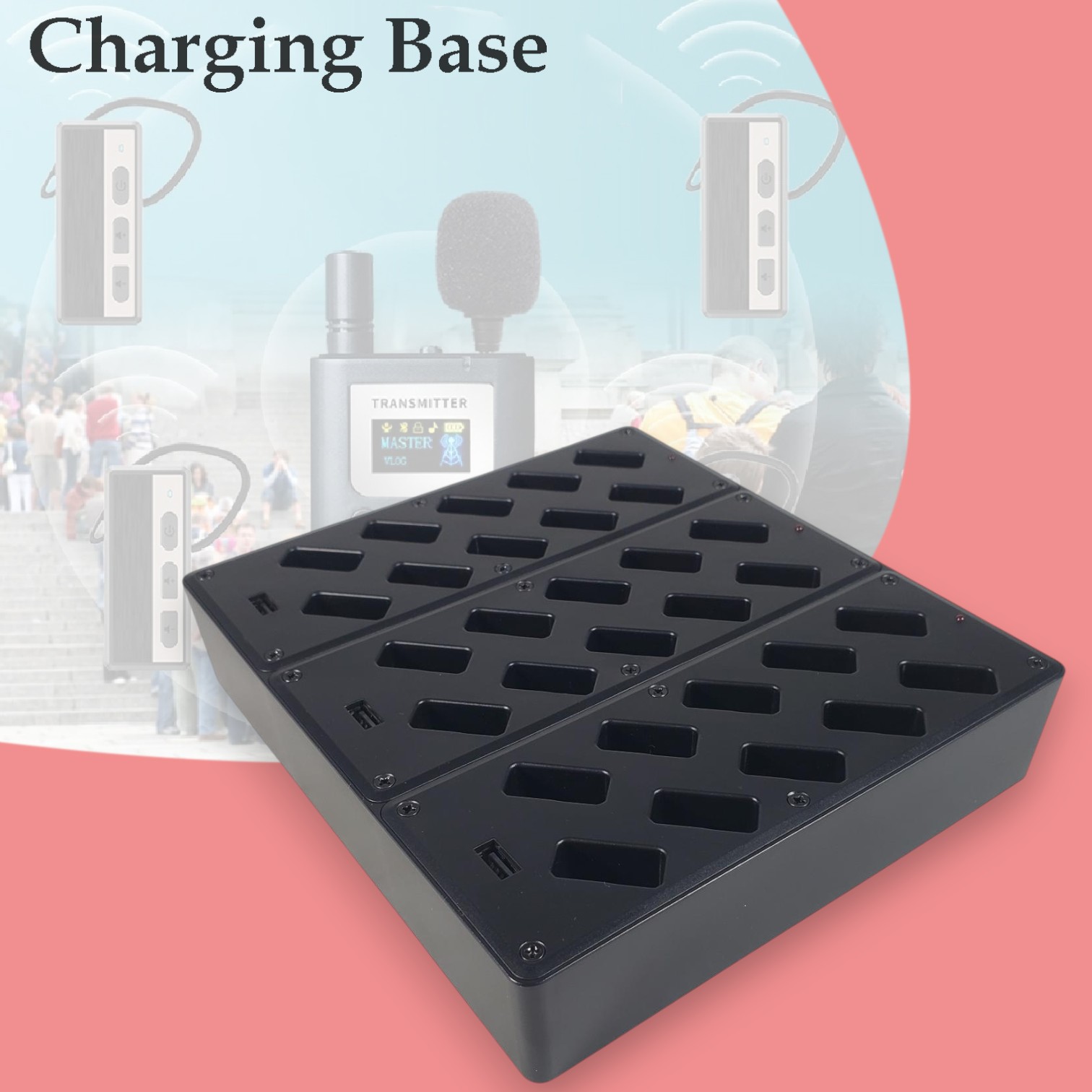 Keyinda Charging Base Receiver Wireless Audio Tour Guide 30 Slot - KY-30 Gambar produk Keyinda Charging Base Receiver Wireless Audio Tour Guide 30 Slot - KY-30