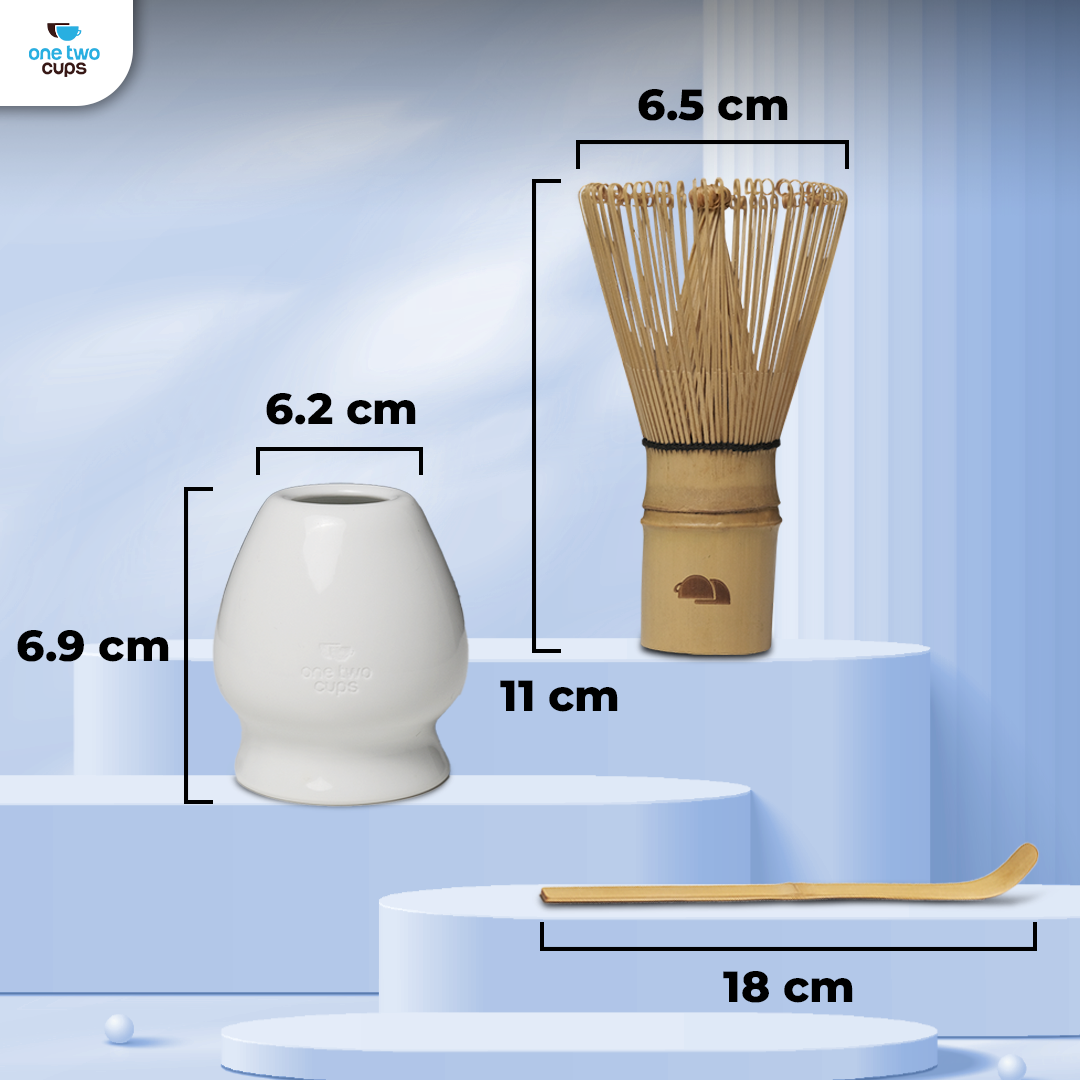 One Two Cups Matcha Set Kit Chasen Stand Chashaku Bamboo 3 PCS - D-31 Gambar produk One Two Cups Matcha Set Kit Chasen Stand Chashaku Bamboo 3 PCS - D-31