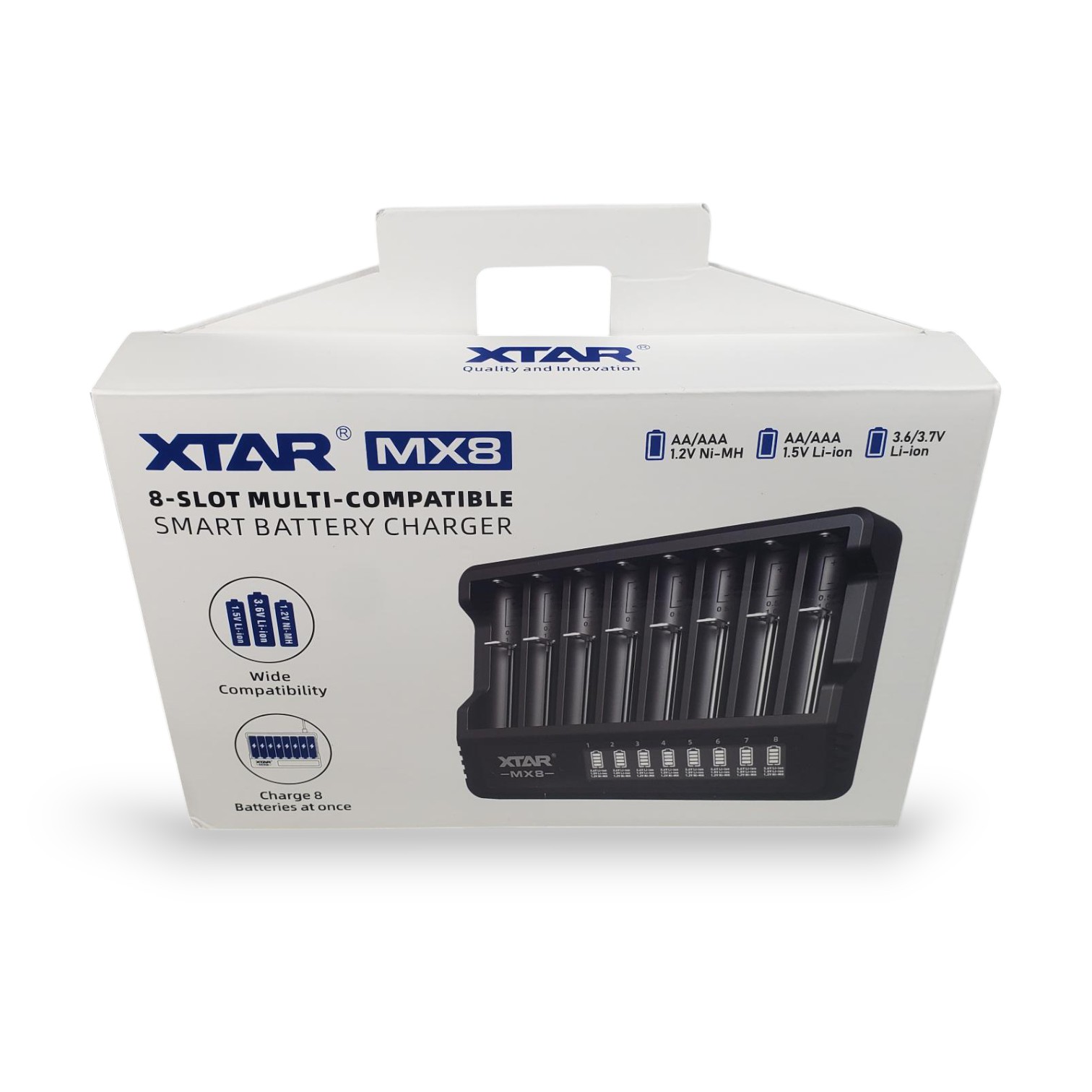Gambar produk XTAR Charger Baterai 8 Slot AA AAA 1.5V Li-Ion 1.2V Ni-MH LCD Type C - MX8