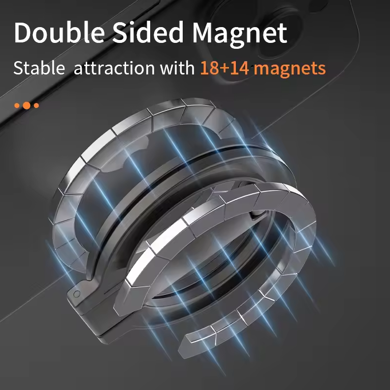 WISSHE Holder Smartphone MagSafe Folding Ring Stand Double Magnetic - Q-46 Gambar produk WISSHE Holder Smartphone MagSafe Folding Ring Stand Double Magnetic - Q-46
