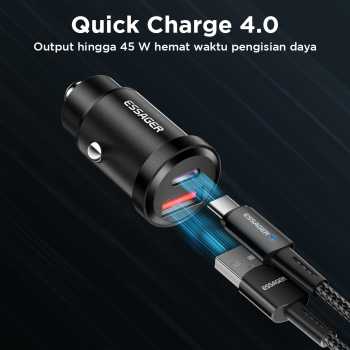 Gambar produk ESSAGER Car Charger Mobil Fast Charging PD QC 4.0 USB Type C Port 45W - ECCAC45-TL01-P