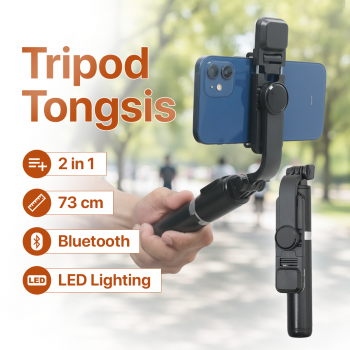FANGTUOSI Tripod Hp Tongsis Monopod Portable Bluetooth with LED Light - QO2S