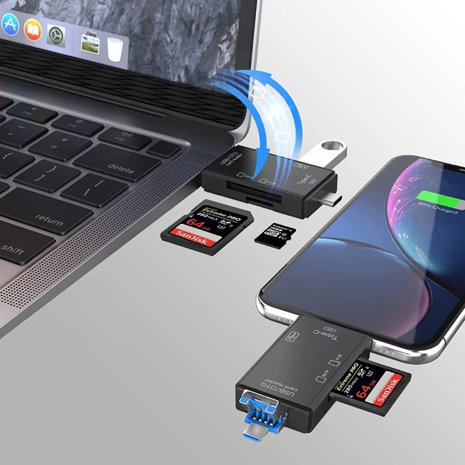 Gambar produk Elough Card Reader 6in1 Type C Micro USB 3.0 OTG SD MicroSD - EL-61