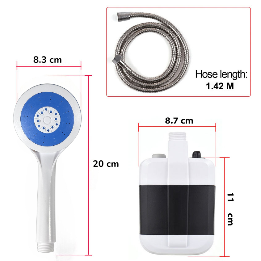 SOHE Pompa Shower Portable Camping Outdoor Bathing Pump USB Recharge - KE-801 Gambar produk SOHE Pompa Shower Portable Camping Outdoor Bathing Pump USB Recharge - KE-801