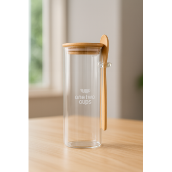 Gambar produk One Two Cups Toples Kaca Penyimpanan Makanan Storage with Bamboo Lid 450ml - FM-LD1