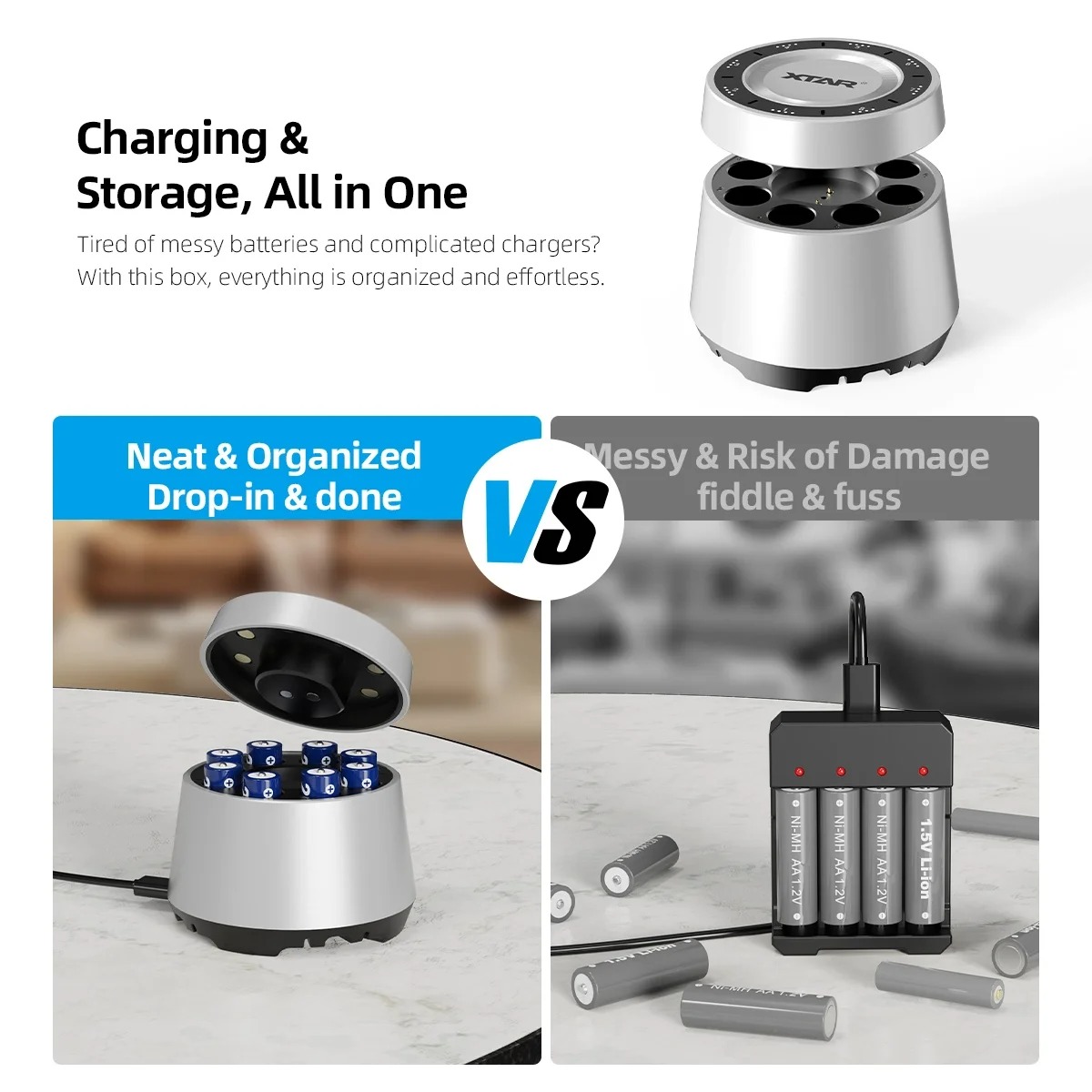 Gambar produk XTAR Charger Baterai 8 Slot AA AAA 1.5V Li-Ion 1.2V Ni-MH LED Type C - L8