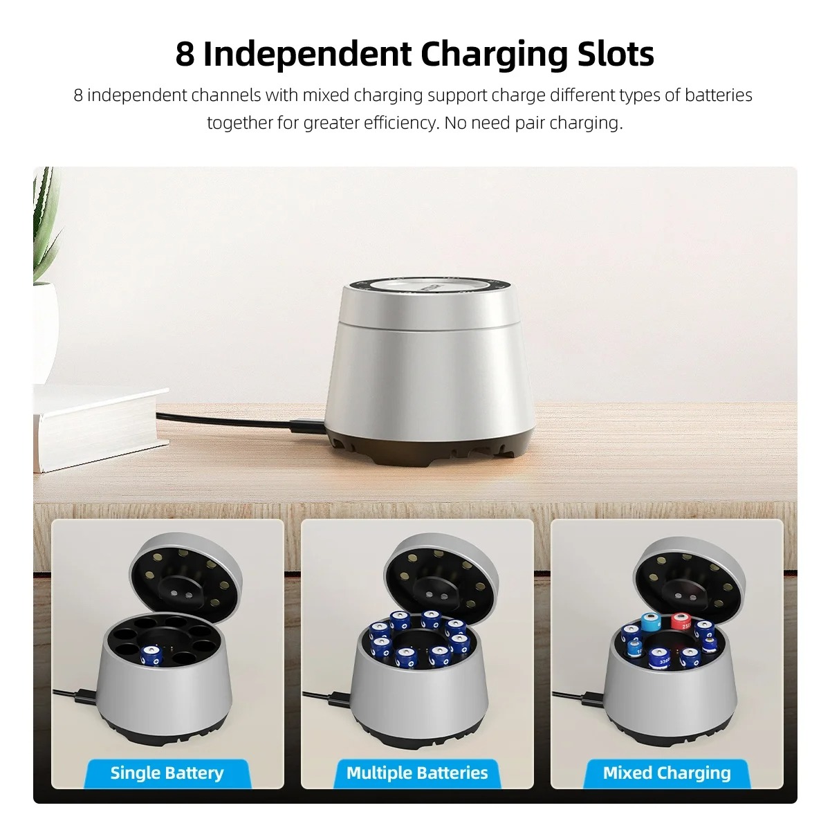 Gambar produk XTAR Charger Baterai 8 Slot AA AAA 1.5V Li-Ion 1.2V Ni-MH LED Type C - L8