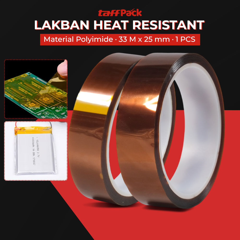 TaffPACK Lakban Heat Resistant Polyimide High Temperature Adhesive 33Mx25mm Gambar produk TaffPACK Lakban Heat Resistant Polyimide High Temperature Adhesive 33Mx25mm