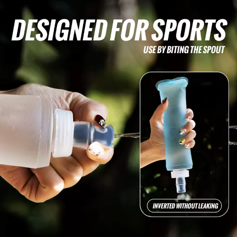 TaffSPORT Botol Minum Soft Flask Foldable Sport Water TPU 450ml - TFG-11 Gambar produk TaffSPORT Botol Minum Soft Flask Foldable Sport Water TPU 450ml - TFG-11