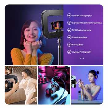 Gambar produk CLM Video Rig Ring Light LED Tricolor Rectangular 2500-8500K 1500mAh - YM200