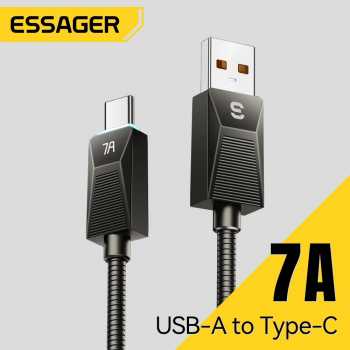 Gambar produk ESSAGER Kabel Data USB Type C PD Fast Charging Braided 7A 100W - ES-X75