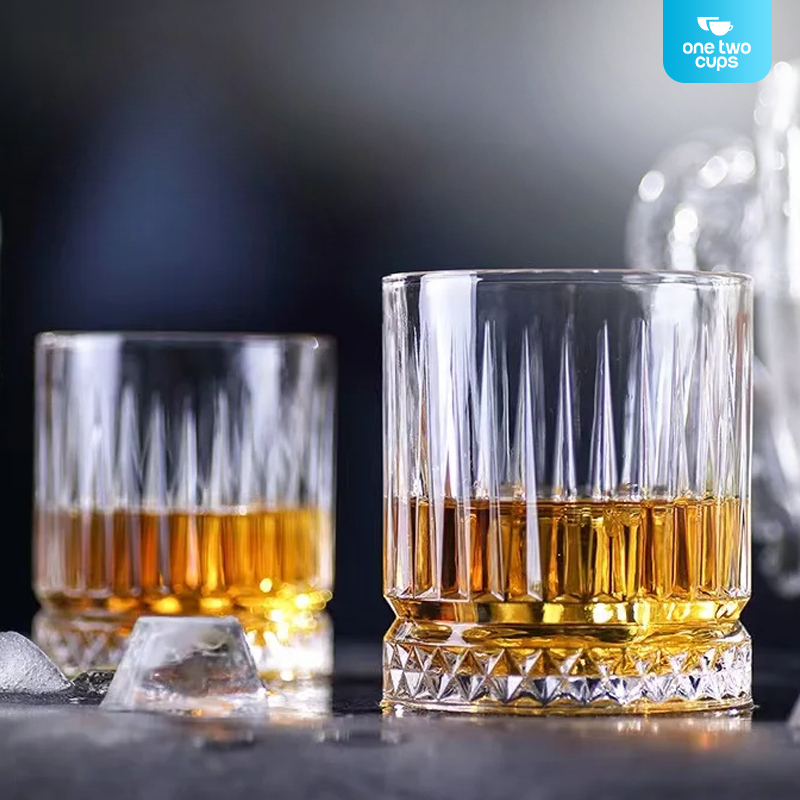 One Two Cups Gelas Whisky Cocktail Crystal Diamond Bottom Rock Glass 210ml - YH149 Gambar produk One Two Cups Gelas Whisky Cocktail Crystal Diamond Bottom Rock Glass 210ml - YH149