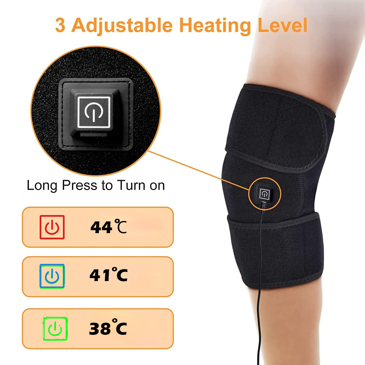 Gambar produk MIZION Sabuk Terapi Pemanas Lutut Elektrik Knee Pad Heating USB - MZ-3