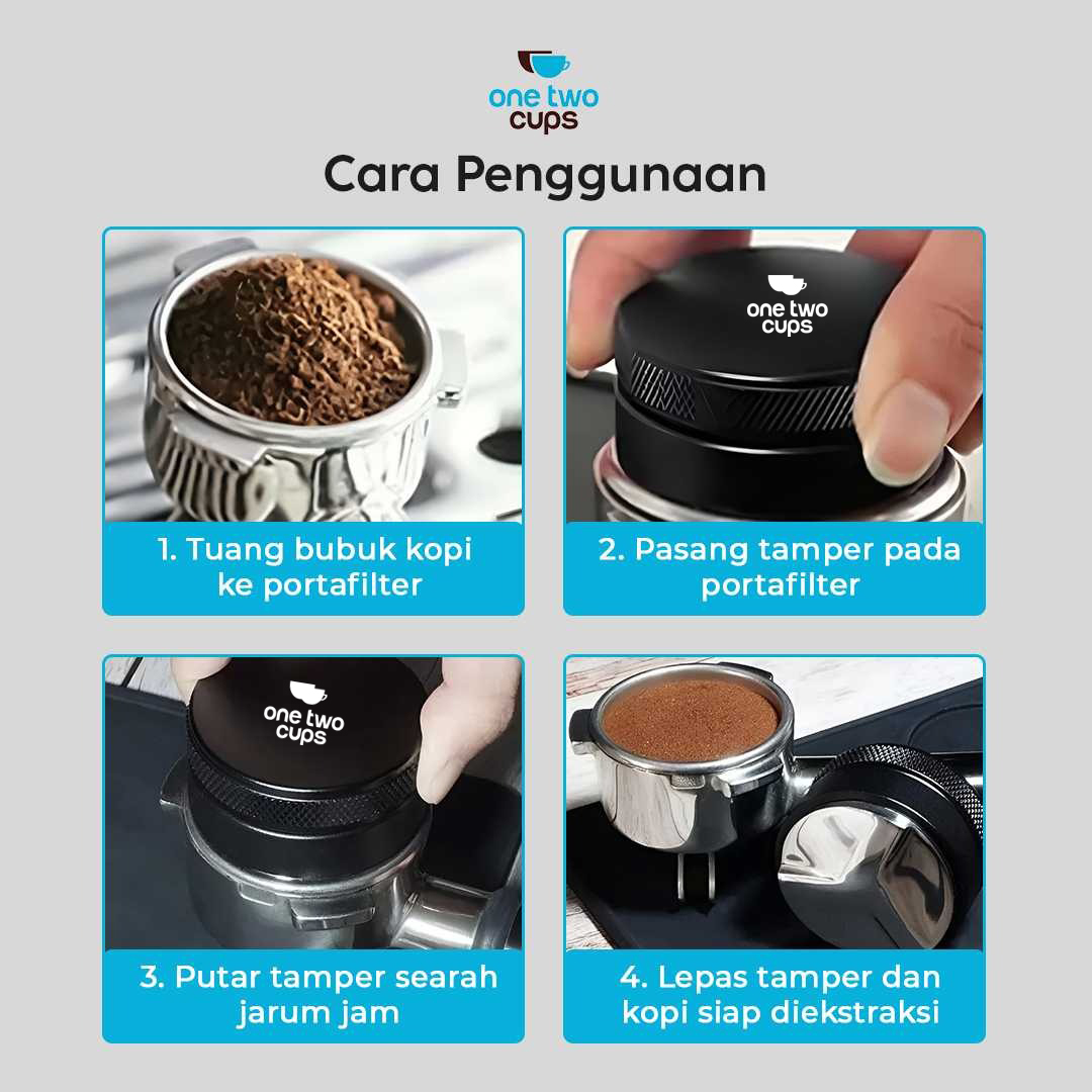 Gambar produk One Two Cups Macaron Tamper Coffee Distribution Tool 3 Angled Base 51mm - 3153