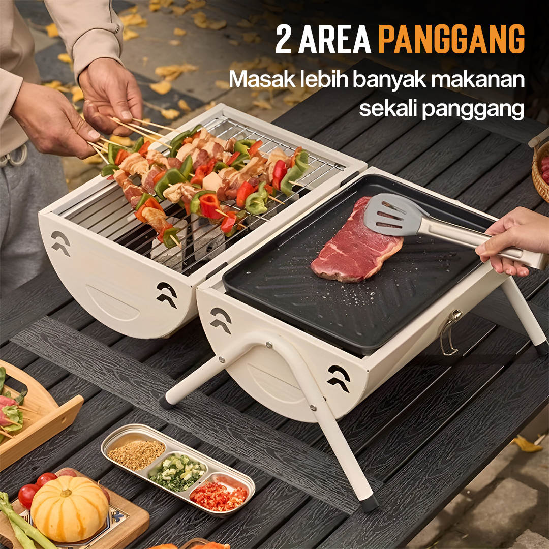Xbess Alat Panggang Arang Portable BBQ Outdoor Grill Stove with Pan - K-707 Gambar produk Xbess Alat Panggang Arang Portable BBQ Outdoor Grill Stove with Pan - K-707