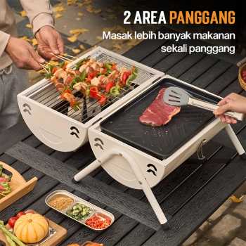 Gambar produk Xbess Alat Panggang Arang Portable BBQ Outdoor Grill Stove with Pan - K-707
