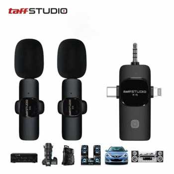 TaffSTUDIO UHF Wireless Lavalier Microphone Vlogger Live 3.5mm 3in1 - K15
