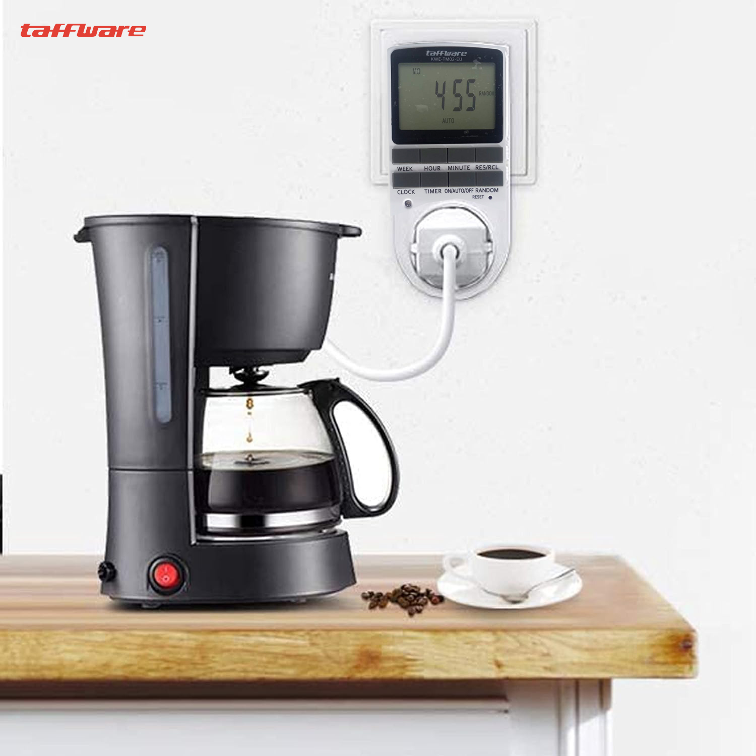 Taffware Stop Kontak Timer Switch Digital 10 Program EU Plug 16A 230V - KWE-TM02-EU Gambar produk Taffware Stop Kontak Timer Switch Digital 10 Program EU Plug 16A 230V - KWE-TM02-EU